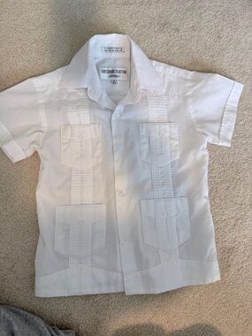 Classic White Short-Sleeve Embroidered Guayabera Shirt
